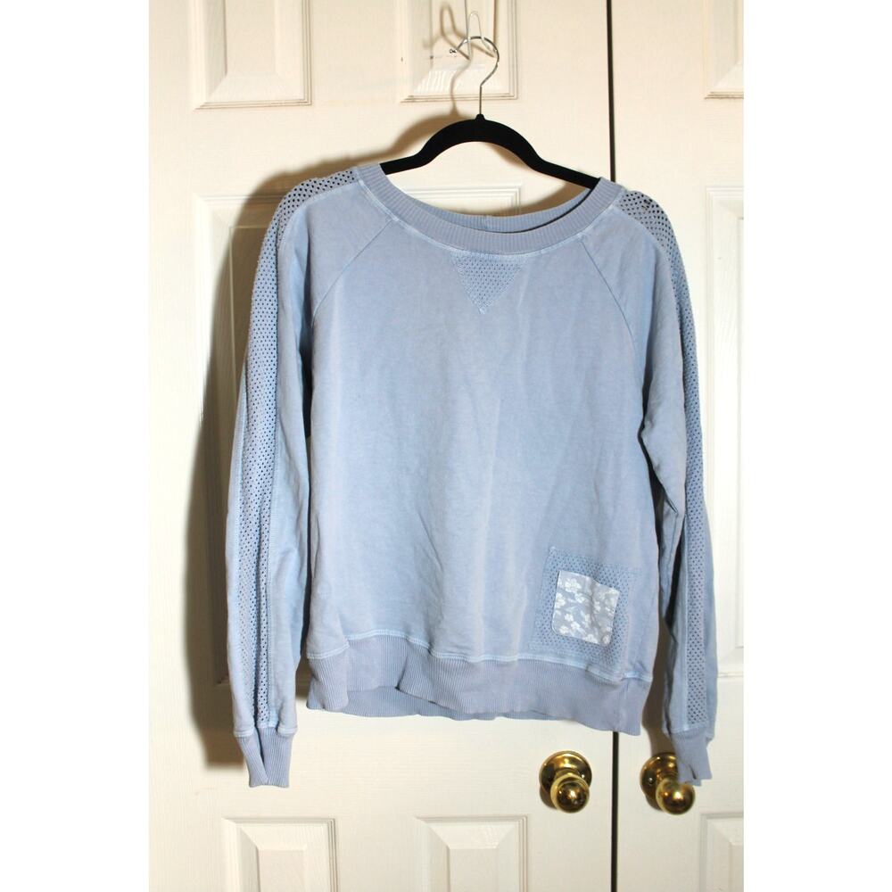 Hot Cotton by Marc Ware Blue Crew Neck Tee with Mesh Panels sz M